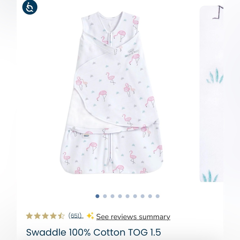 Halo Sleep Sack - White with Pink Flamingos TOG 1.5